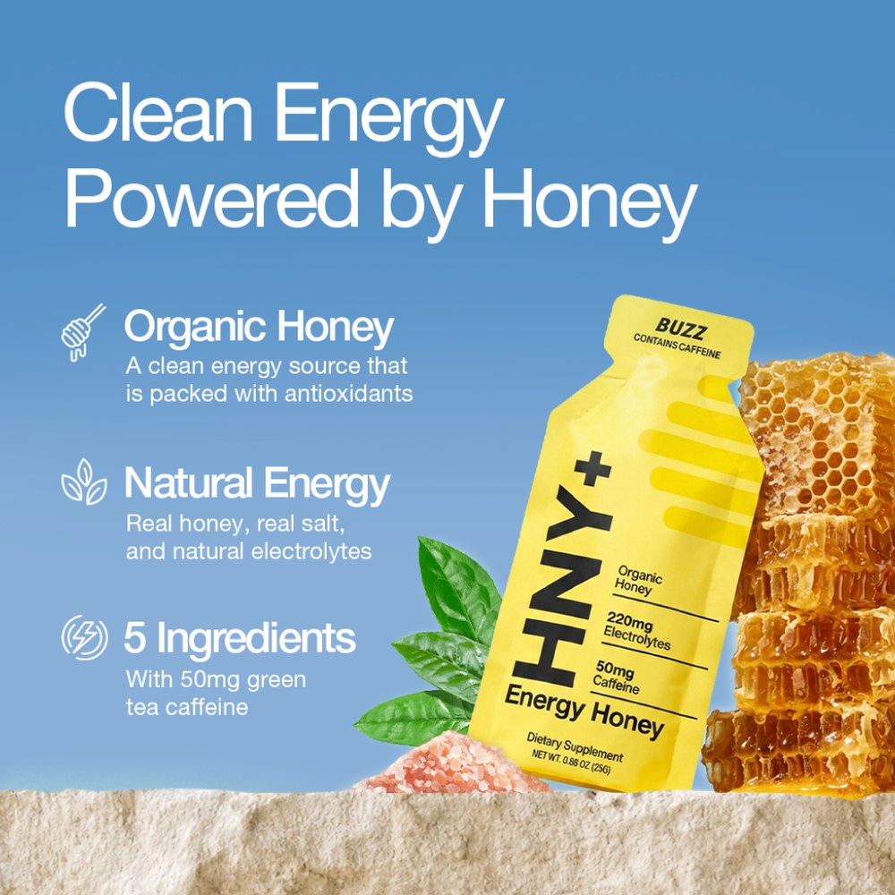 Clean Energy Powered by Honey. Organic honey: a clean energy source that is packed with antioxidants. Natural energy: real honey, real salt, and natural electrolytes. 5 ingredients, with 50mg green tea caffeine.